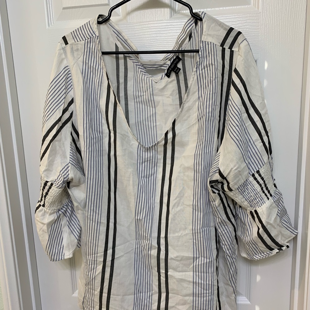 Striped V-Neck Top with Bell Sleeves
